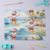 Surfende Kerstman op grote golf in Hawaï Tissuepapier (Craft)