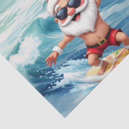 Surfende Kerstman op grote golf in Hawaï Tissuepapier