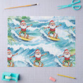 Surfende Kerstman op grote golf in Hawaï Tissuepapier (Craft)