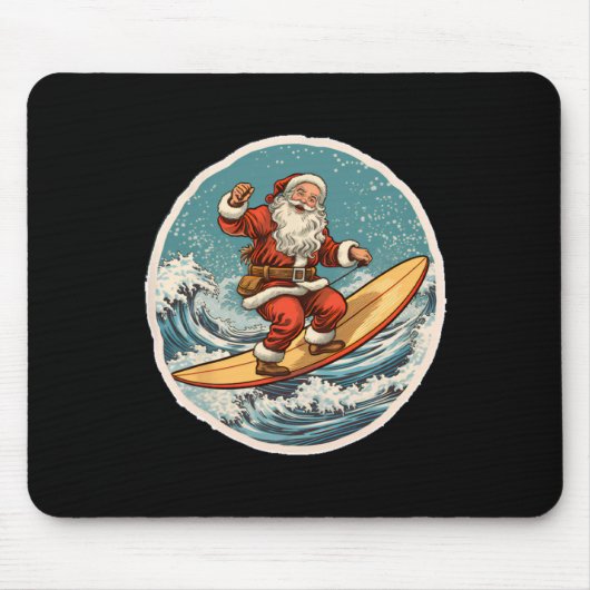 Surfende Kerstman Op Surfplank Kerstmis In Juli Zo Muismat (Voorkant)