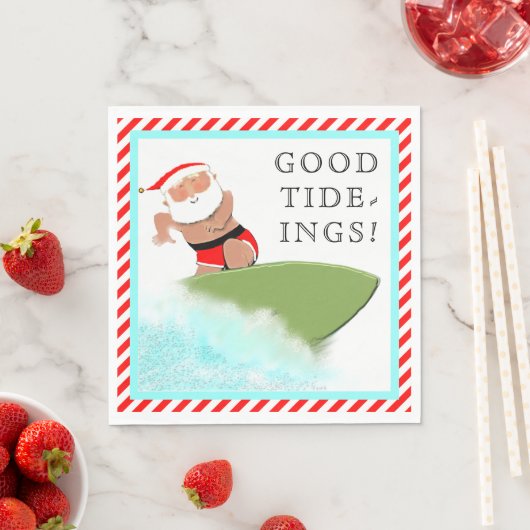 Surfende kerstman servetten (Insitu)