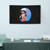 Surfende kerstman spandoek (Beurs)