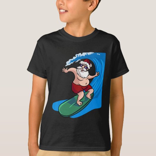 Surfende Kerstman Surfer Kerstmis in juli T-shirt (Voorkant)