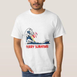 Surfende kerstman t-shirt