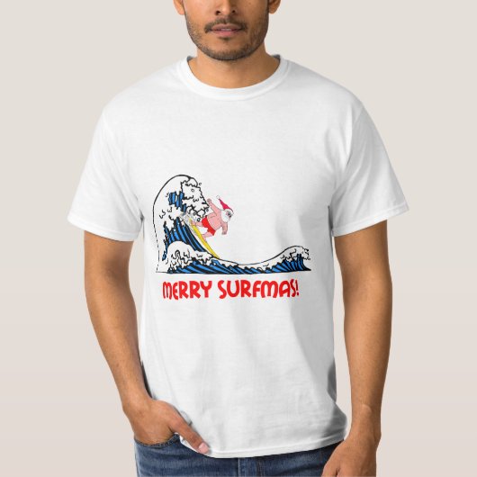 Surfende kerstman t-shirt (Voorkant)