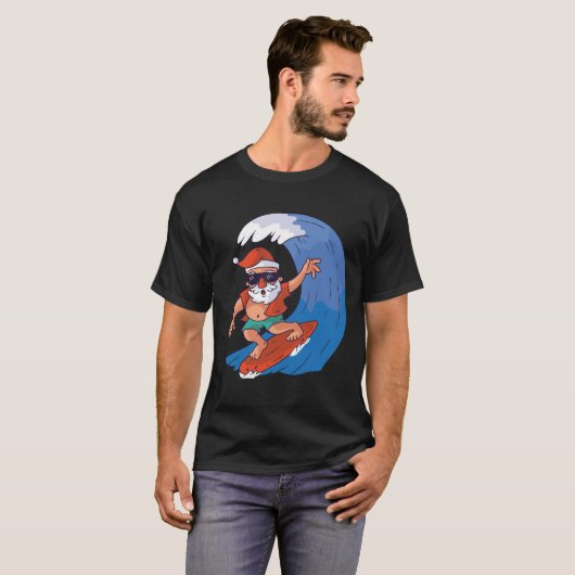 Surfende kerstman t-shirt (Voorkant volledig)