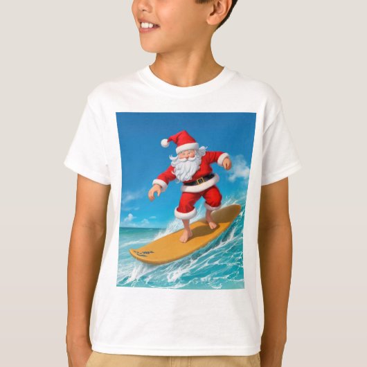 Surfende kerstman t-shirt (Voorkant)