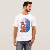 Surfende kerstman t-shirt (Voorkant volledig)
