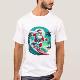 Surfende kerstman t-shirt