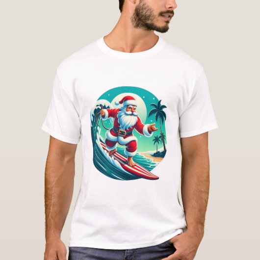 Surfende kerstman t-shirt (Voorkant)