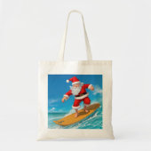 Surfende kerstman tote bag (Voorkant)