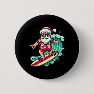Surfende Kerstman Tropisch Kerstvakantie Kerstmis  Ronde Button 5,7 Cm