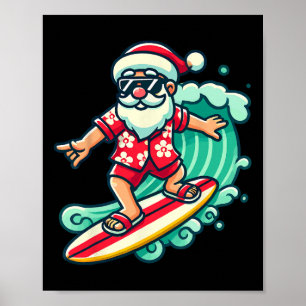 Surfende Kerstman Tropische Kerstvakantie Kerstmis Poster