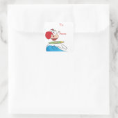 Surfende kerstman vierkante sticker (Tas)