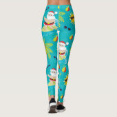 Surfende kerstman voor Tropische Kerstmis Leggings (Achterkant)