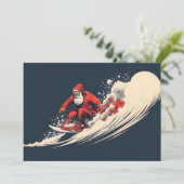 Surfende Kerstman Zomer Kerstmis Feestdagenkaart (Staand voorkant)