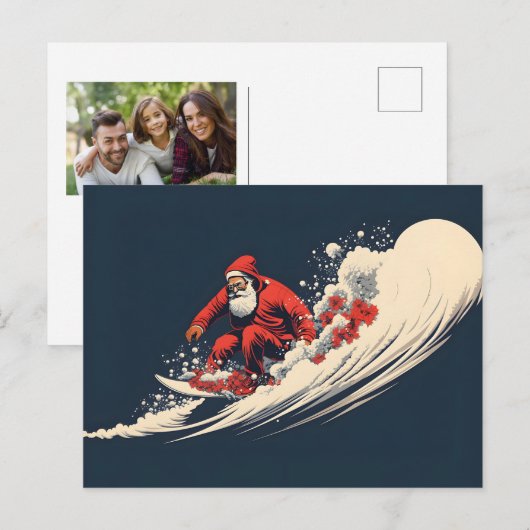 Surfende Kerstman Zomer Kerstmis Feestdagenkaart (Voorkant / Achterkant)