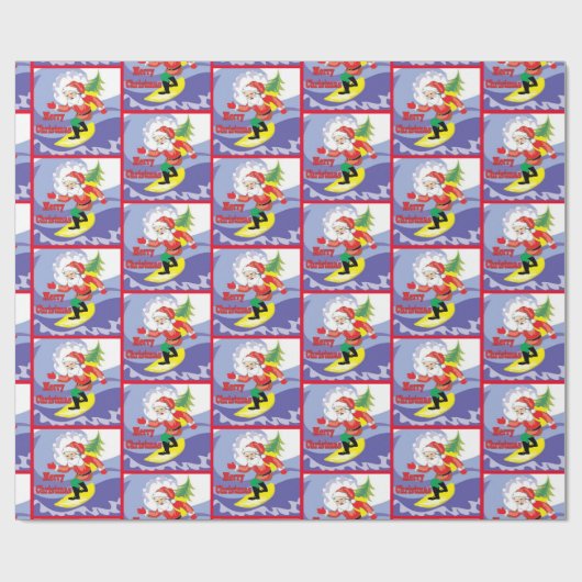 Surfende kerstmis cadeaupapier (Vlak)