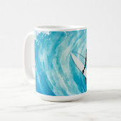 Surfende koffiemok (Voorkant links)