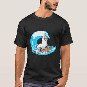Surfende Kunst Lama Alpaca Surfer Surfplank T-shirt