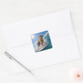Surfende Labrador Retriever Vierkante Sticker (Envelop)