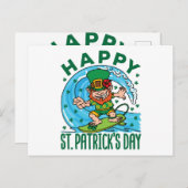 Surfende Leprechaun Hawaiian St Patricks Day Briefkaart (Voorkant / Achterkant)