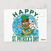 Surfende Leprechaun Hawaiian St Patricks Day Briefkaart (Achterkant)
