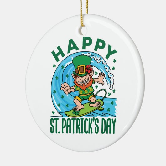 Surfende Leprechaun Hawaiian St Patricks Day Keramisch Ornament (Links)