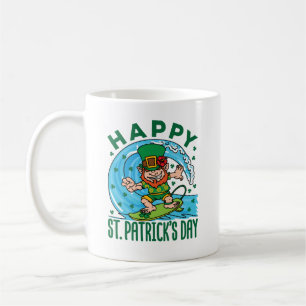 Surfende Leprechaun Hawaiian St Patricks Day Koffiemok