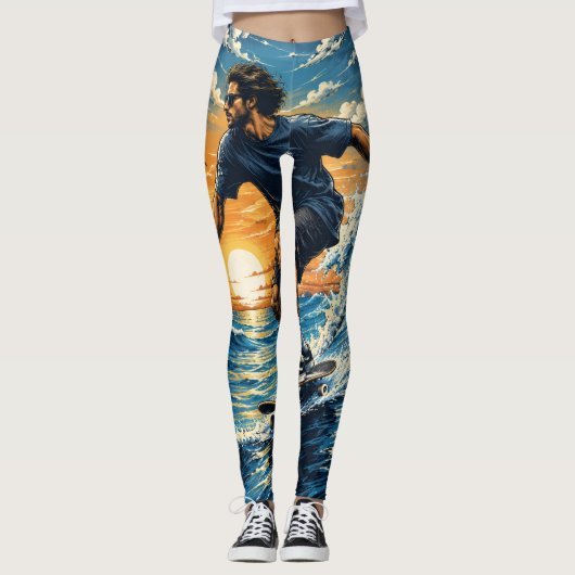 Surfende man op de golven  leggings (Voorkant)