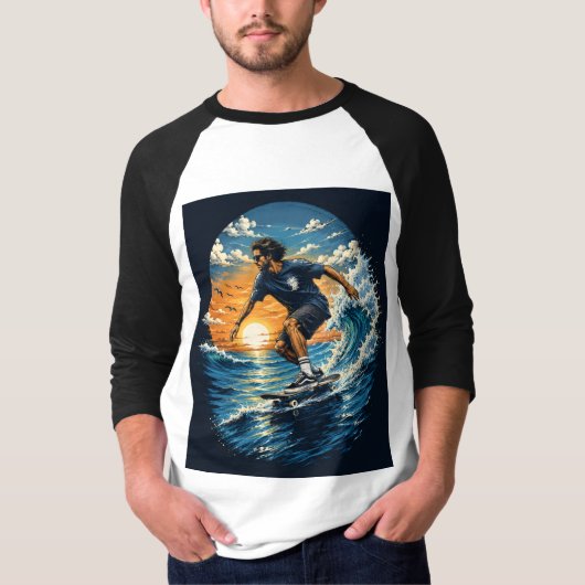 Surfende man op de golven  t-shirt (Voorkant)