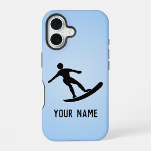 Surfende man op surfplank, klassieke pose - voeg n iPhone 16 hoesje