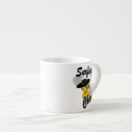 Surfende meid #4 espresso kop (Voorkant rechts)