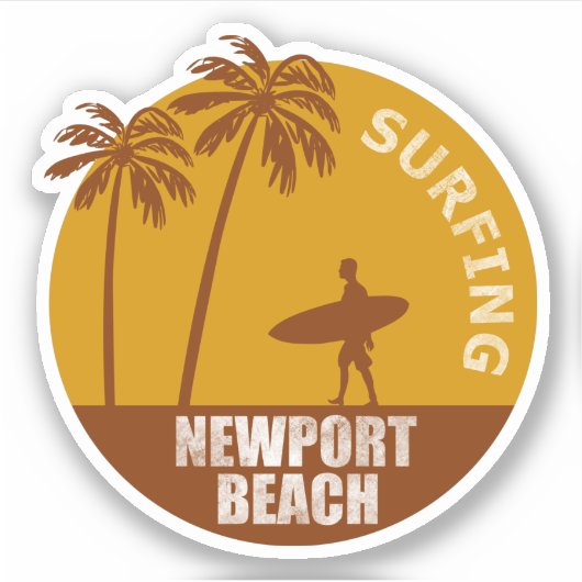 Surfende Newport Beach Sticker (Voorkant)
