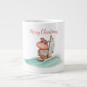 Surfende Nijlpaard Bikini Kerst Grote Koffiekop