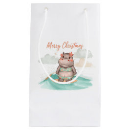 Surfende Nijlpaard Bikini Kerstmis Klein Cadeauzakje