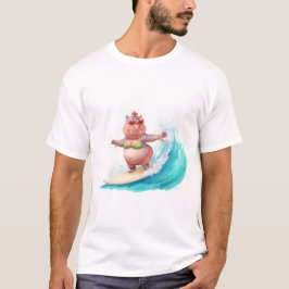 Surfende Nijlpaard Kerst Bikini Nijlpaard T-Shirt