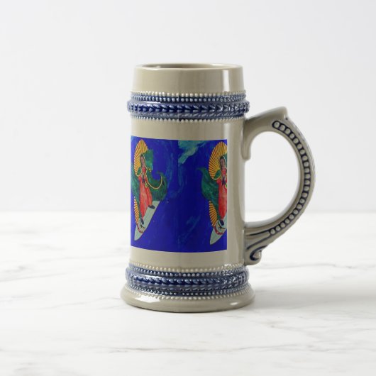Surfende nonnen op Blue Wave Beer Stein Bierpul (Rechts)
