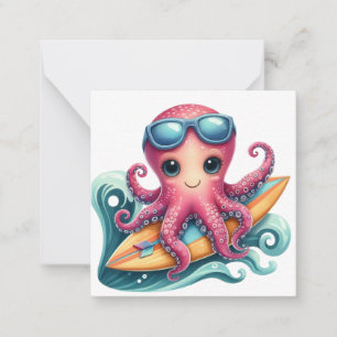 Surfende Octopus Wenskaart Notitiekaartje