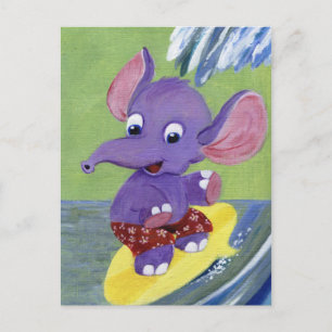 Surfende olifant briefkaart