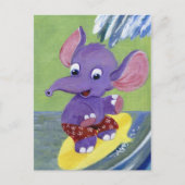 Surfende olifant briefkaart (Voorkant)