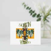 Surfende papegaai briefkaart (Staand voorkant)