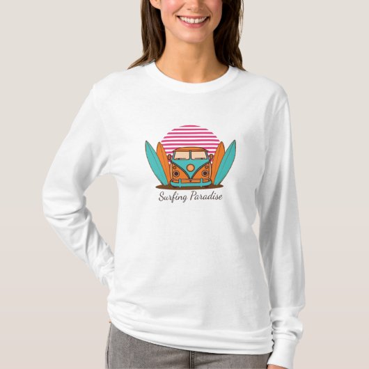Surfende paradijs t-shirt (Voorkant)