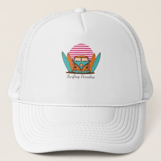 Surfende paradijs trucker pet (Voorkant)