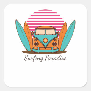 Surfende paradijs vierkante sticker