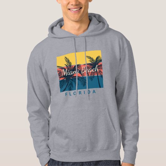Surfende Paradise Miami Beach Florida Hoodie (Voorkant)