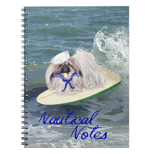 Surfende Pekingees Notitieboek (Voorkant)