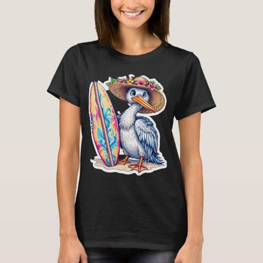 surfende pelikaan t-shirt (Voorkant)