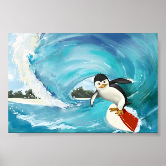 Surfende Penguin-Poster Poster (Voorkant)