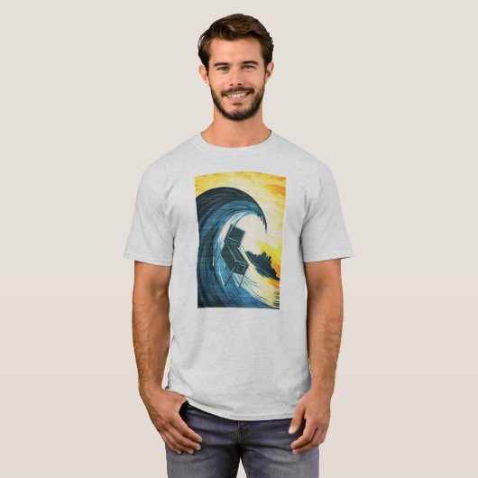 Surfende pinbalmachine t-shirt (Voorkant volledig)
